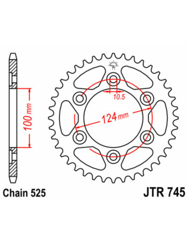 JT SPROCKETS Steel Standard Rear Sprocket 745 - 525