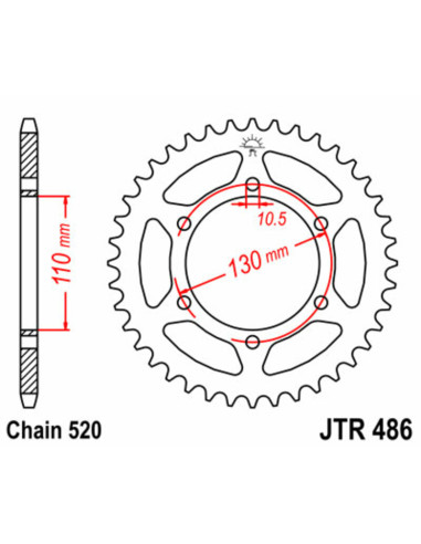 JT SPROCKETS Steel Standard Rear Sprocket 486 - 520