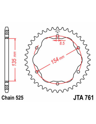 Couronne JT SPROCKETS aluminium 761 - 525