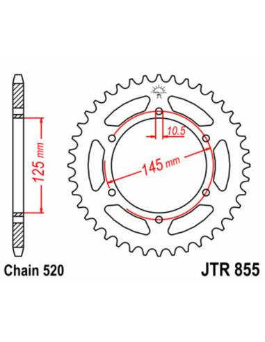 JT SPROCKETS Steel Standard Rear Sprocket 855 - 520