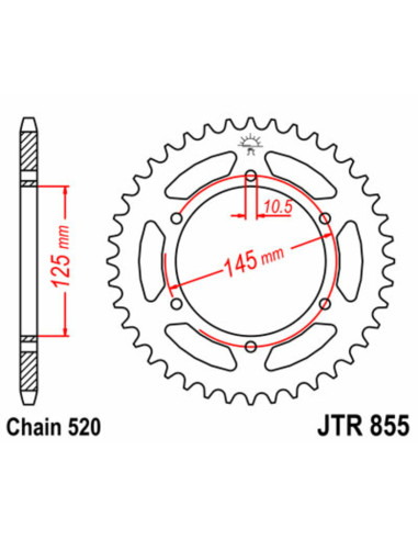 Couronne JT SPROCKETS acier standard 855 - 520