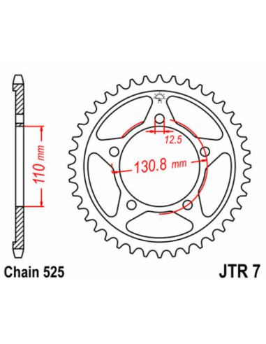 JT SPROCKETS Steel Standard Rear Sprocket 7 - 525