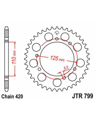 Couronne JT SPROCKETS acier standard 799 - 420