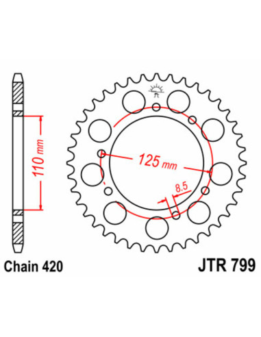 JT SPROCKETS Steel Standard Rear Sprocket 799 - 420