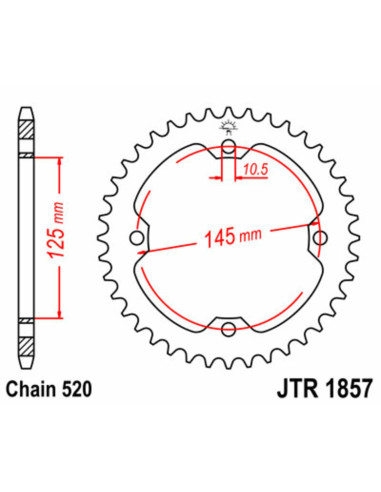 JT SPROCKETS Steel Standard Rear Sprocket 1857 - 520