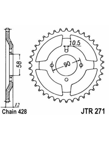 Couronne JT SPROCKETS acier standard 271 - 428