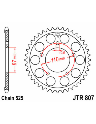 Couronne JT SPROCKETS acier standard 807 - 525