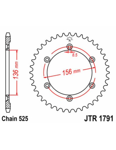 JT SPROCKETS Steel Standard Rear Sprocket 1791 - 525