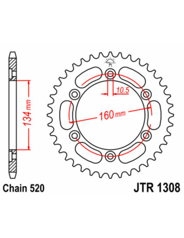 JT SPROCKETS Steel Standard Rear Sprocket 1308 - 520