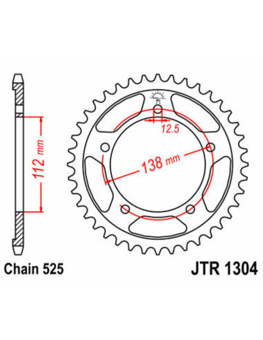 JT SPROCKETS Steel Standard Rear Sprocket 1304 - 525