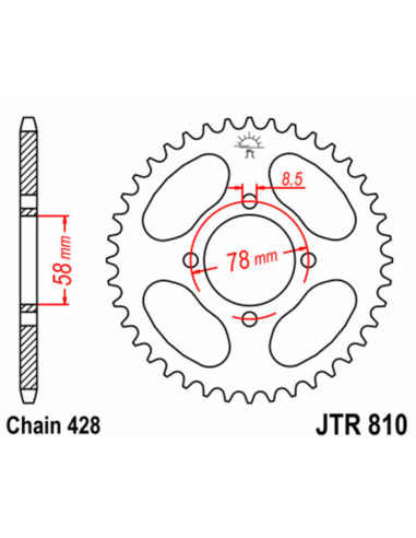 Couronne JT SPROCKETS acier standard 810 - 428