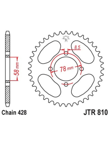 JT SPROCKETS Steel Standard Rear Sprocket 810 - 428