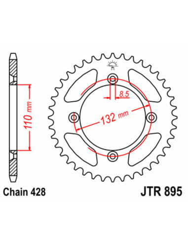 JT SPROCKETS Steel Standard Rear Sprocket 895 - 428