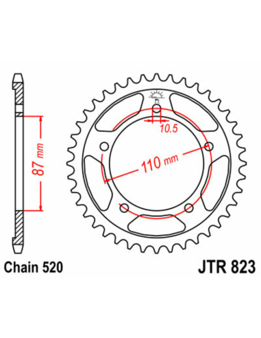 JT SPROCKETS Steel Standard Rear Sprocket 823 - 520
