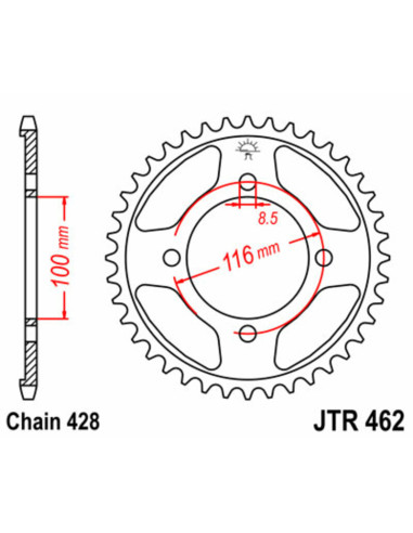 JT SPROCKETS Steel Standard Rear Sprocket 462 - 428