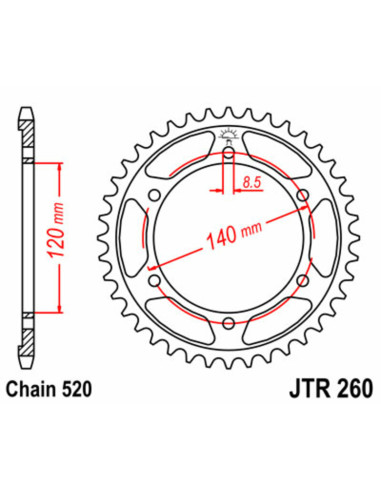 JT SPROCKETS Steel Standard Rear Sprocket 260 - 520