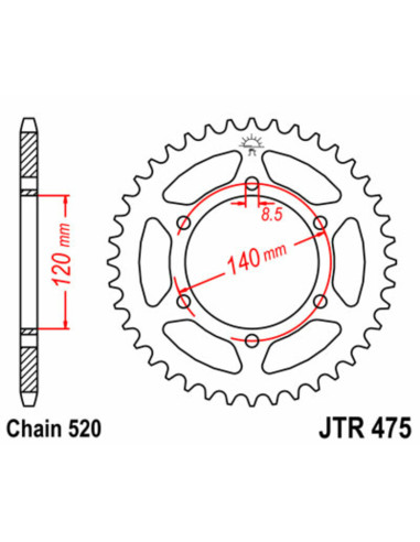 JT SPROCKETS Steel Standard Rear Sprocket 475 - 520