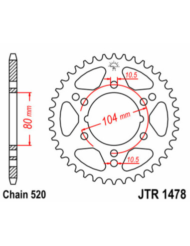 JT SPROCKETS Steel Standard Rear Sprocket 1478 - 520