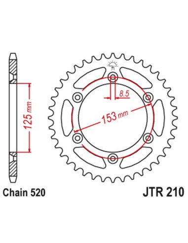 JT SPROCKETS Steel Standard Rear Sprocket 210 - 520
