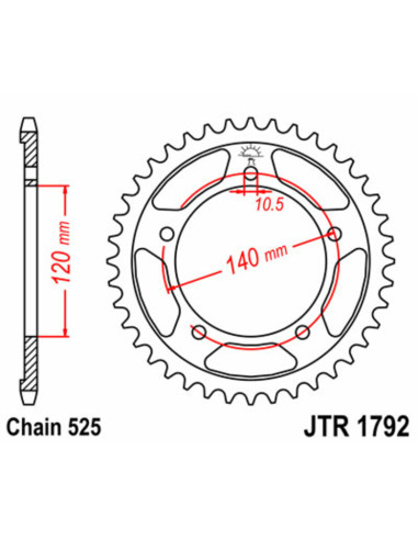 JT SPROCKETS Steel Standard Rear Sprocket 1792 - 525