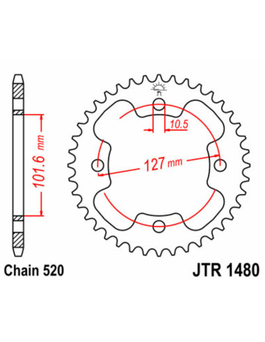 Couronne JT SPROCKETS acier standard 1480 - 525