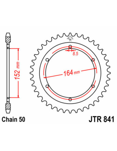JT SPROCKETS Steel Standard Rear Sprocket 841 - 530