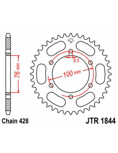 JT SPROCKETS Steel Standard Rear Sprocket 1844 - 428