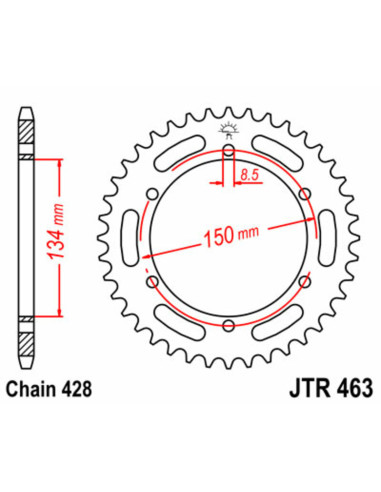 Couronne JT SPROCKETS acier standard 463 - 428