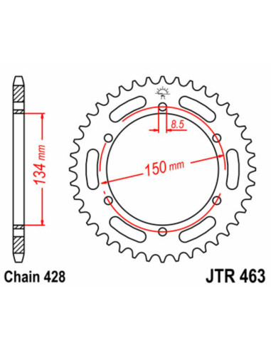 JT SPROCKETS Steel Standard Rear Sprocket 463 - 428
