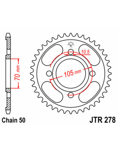 JT SPROCKETS Steel Standard Rear Sprocket 278 - 530