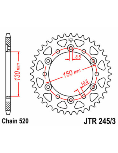 JT SPROCKETS Steel Standard Rear Sprocket 245/3 - 520