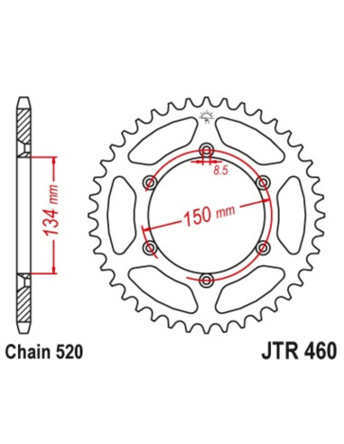 JT SPROCKETS Steel Self-Cleaning Rear Sprocket 460 - 520