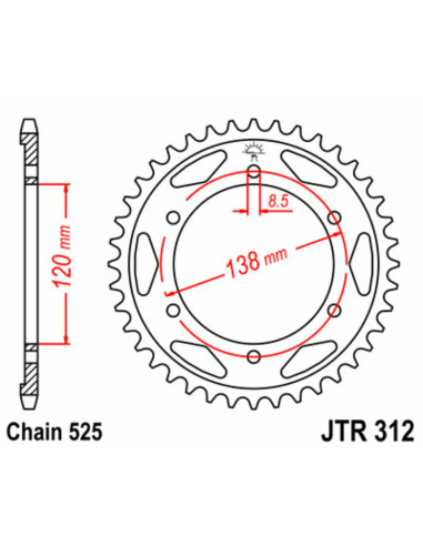 JT SPROCKETS Steel Standard Rear Sprocket 312 - 525