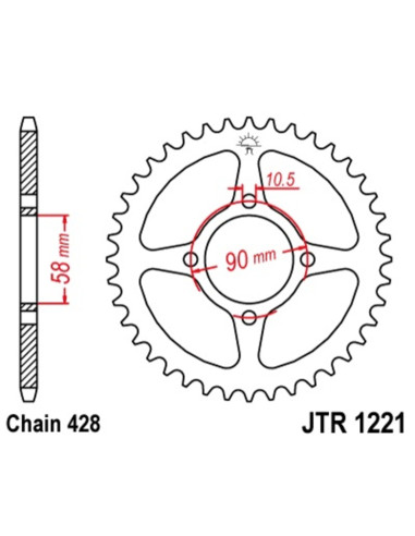 JT SPROCKETS Steel Standard Rear Sprocket 1221 - 428
