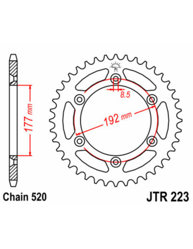JT SPROCKETS Steel Standard Rear Sprocket 223 - 520