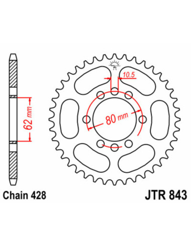 JT SPROCKETS Steel Standard Rear Sprocket 843 - 428