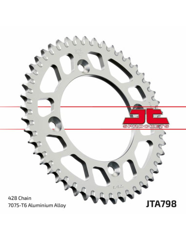 Couronne JT SPROCKETS aluminium ultra-light anti-boue 798 - 428