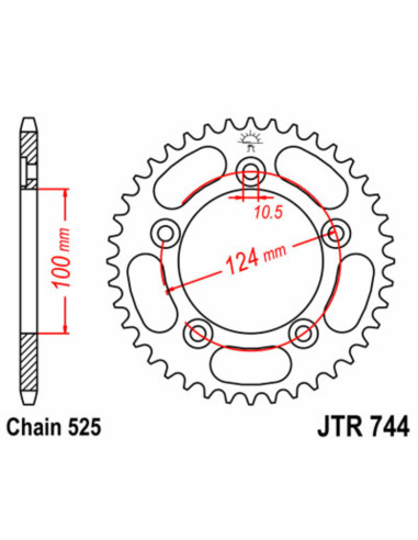 JT SPROCKETS Steel Standard Rear Sprocket 744 - 525