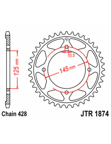 JT SPROCKETS Steel Standard Rear Sprocket 1874 - 428