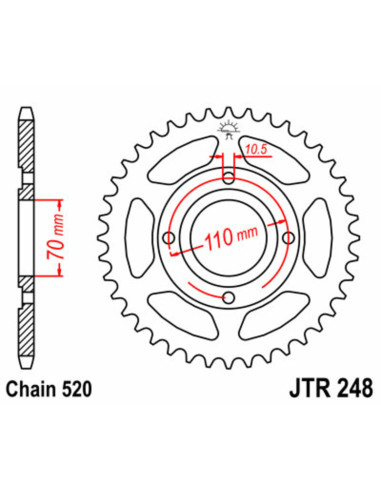 Couronne JT SPROCKETS acier standard 248 - 520