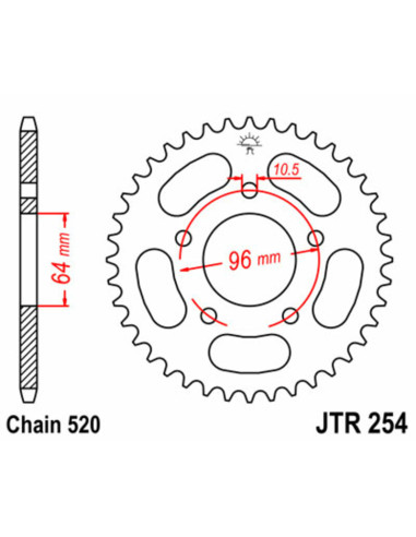 Couronne JT SPROCKETS acier standard 254 - 520