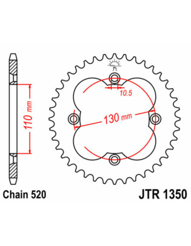 JT SPROCKETS Steel Standard Rear Sprocket 1350 - 520