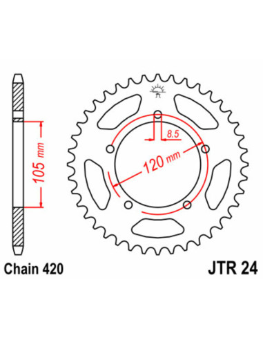 JT SPROCKETS Steel Standard Rear Sprocket 24 - 420