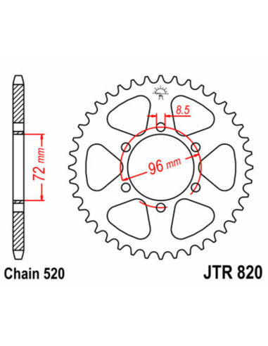 Couronne JT SPROCKETS acier standard 820 - 520