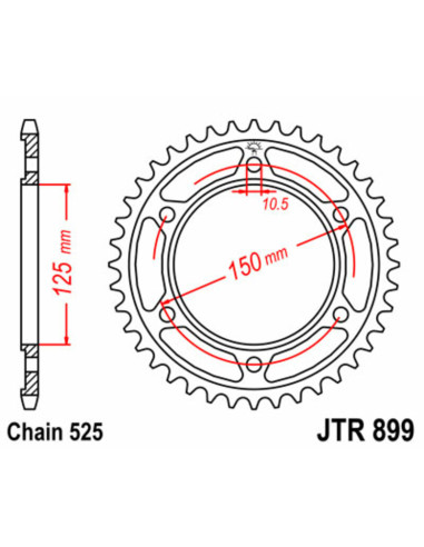 JT SPROCKETS Steel Standard Rear Sprocket 899 - 525