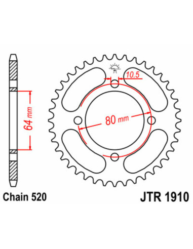 JT SPROCKETS Steel Standard Rear Sprocket 1910 - 520