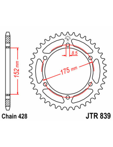 Couronne JT SPROCKETS acier standard 839 - 428