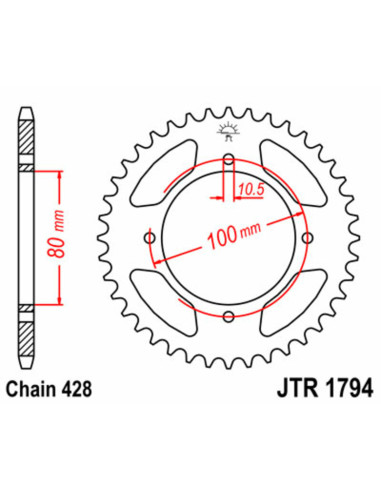 Couronne JT SPROCKETS acier standard 1794 - 428