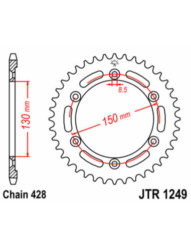 JT SPROCKETS Steel Standard Rear Sprocket 1249 - 428