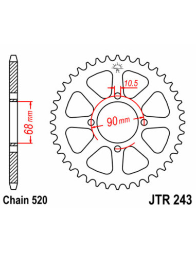 JT SPROCKETS Steel Standard Rear Sprocket 243 - 520
